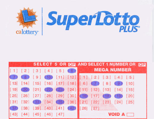 CA Lottery Play Slip